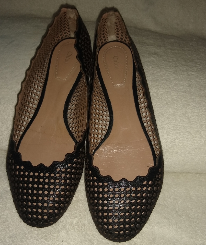 Chloe Black and Tan Mesh Flats